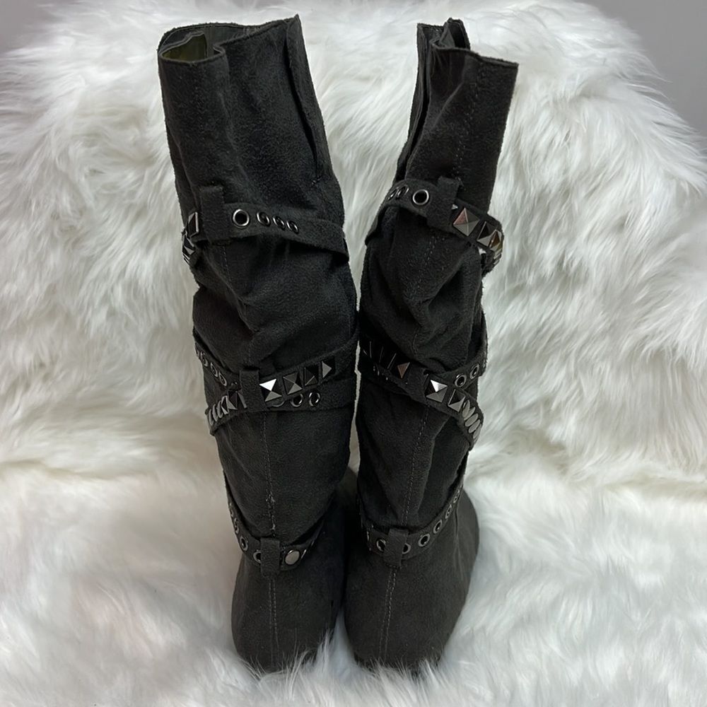 Soda Black Ankle Boots with Studded Straps - Picture 7 of 8